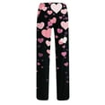 thumbnail image 3 of BLTIBY Women Valentine's Day Pajama Pant Autumn Spring Love Printed Comfy Lounge Wide Leg Fashion Casual Stretch Palazzo Pj Bottoms Trousers with Pockets Black L, 3 of 4