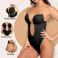 thumbnail image 3 of COMFREE Women's Backless Shapewear Bra U Plunge Seamless Low Back Thong Body Shaper Deep V Bodysuit, 3 of 6