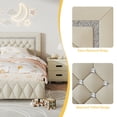thumbnail image 3 of 4 EVER WINNER Twin Bed Frame, Upholstered Platform Bed Frame with Headboard and Footboard, Twin Size Bed Frame, Diamond Headboard and Footboard Design, Beige, 3 of 7