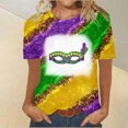 thumbnail image 1 of Fiudx Ofertas Del Día Tops con Estampado de Moda para Mujer, Blusa de Manga Corta, Camisetas Divertidas con Cuello Redondo, 1 of 3