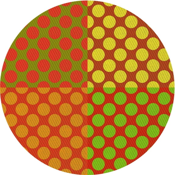 Ahgly Company Machine Washable Indoor Round Transitional Green Area Rugs, 7' Round