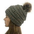 thumbnail image 2 of MIASHUI Winter Colorful Pom Pom Knit Solid Color Slouchy Beanie with Ball Warm Lined Cap Dark Gray, 2 of 3