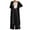 Black, variant on Annhoo Womens Fall Outfits 2 Piece Long Sleeve Lapel Button Tunics and High Waist Wide Leg Trousers Lounge Sets