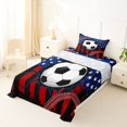 thumbnail image 5 of Manfei Soccer Football Twin Sheets,Patriotic Us Flag Bedding,Red White,3pcs,1 Fitted Sheet and 1 Pillowcase, 5 of 6