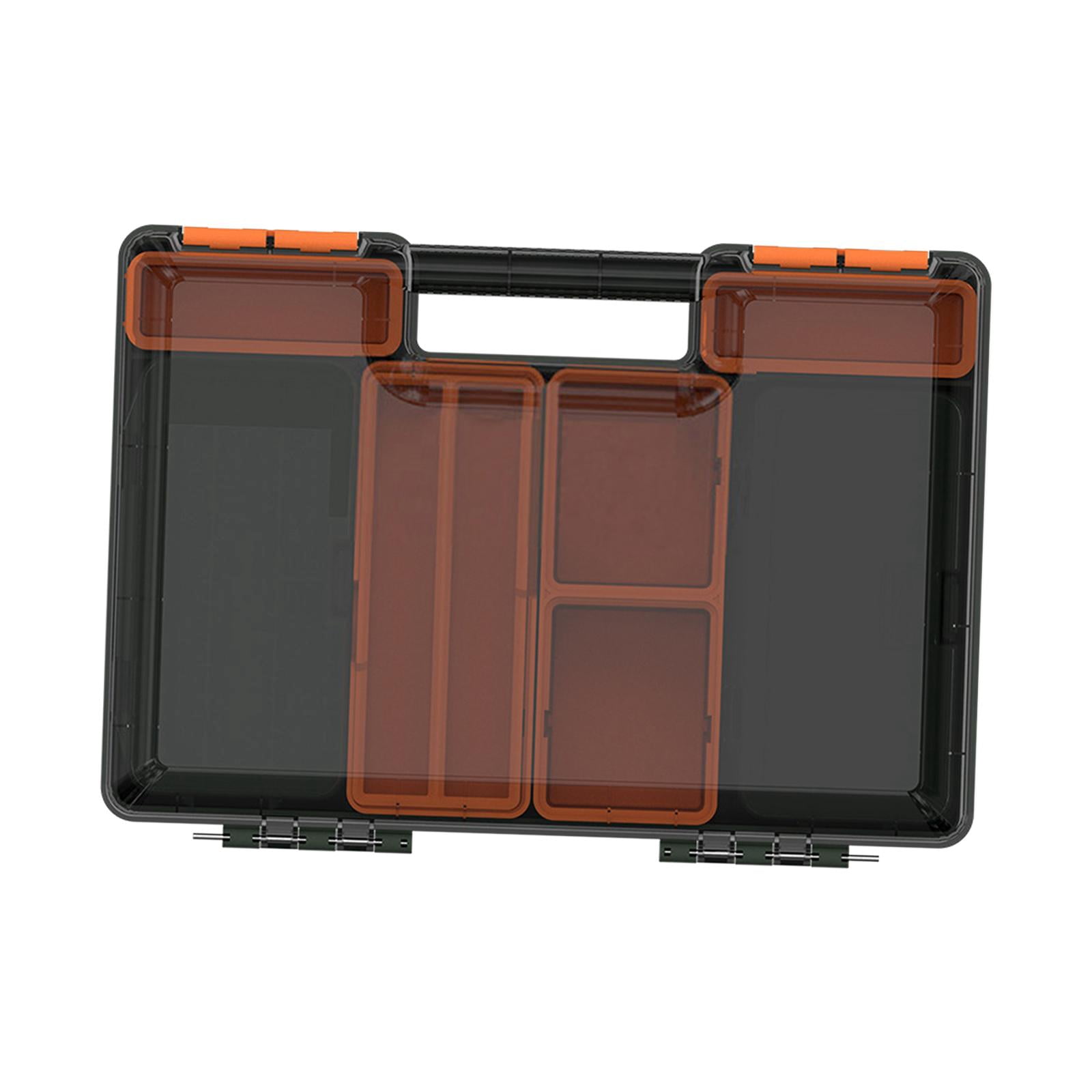 Wswqop Fishing Tackle Box Fishing Lures Box Large Hard Case Waterproof Portable Storage Orange Black
