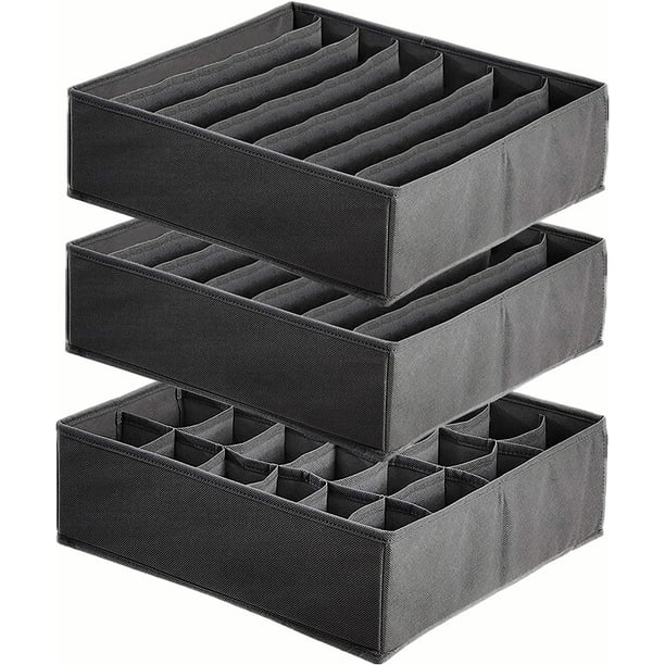 Juego de cajones con 7 compartimentos para sujetadores + 24 estantes de almacenamiento plegables Organizador de cajones para sujetadores, corbatas y bufandas