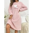 thumbnail image 3 of UQJfacai Flannel Nightgowns for Women Heart Rrint Fuzzy Fleece Nightdress Long Sleeve Crewneck Sleep Shirt Cozy Plush Sleepwear S-XL, 3 of 4