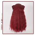 thumbnail image 2 of Nvzi Peluca larga rizada roja para adultos con dos coletas, peluca de cosplay de Descendientes para mujer, color rojo vino., 2 of 3