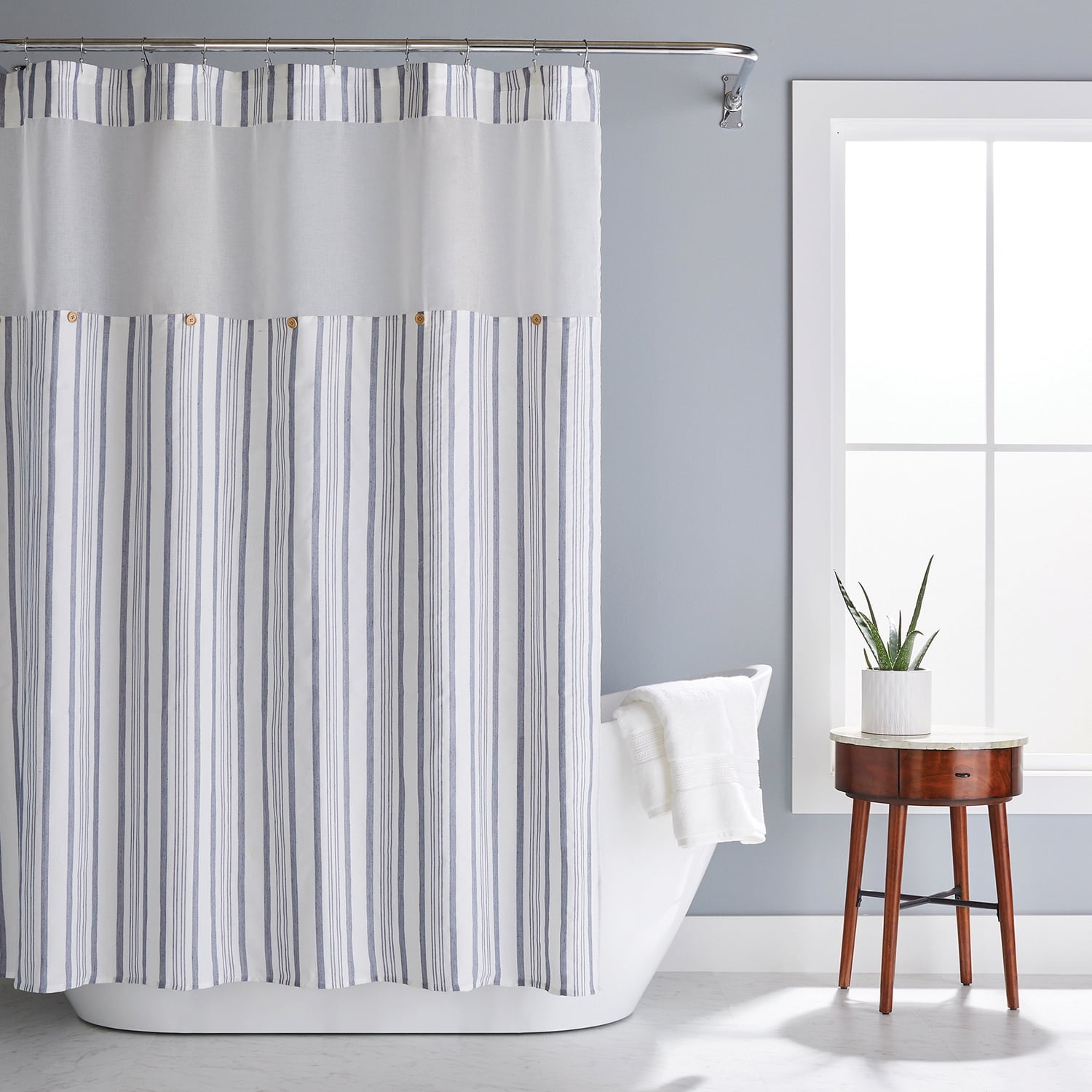 Better Homes & Gardens Black Polyester Shower Curtain, 72" x 72
