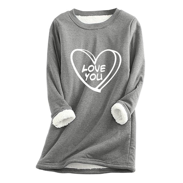 Birdeem Womens Fall/Winter Oversized Valentines Day Printed Top with Thickened and Plush Insulation and A Snug Base Shirt