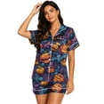 thumbnail image 2 of Womens Pajama Sets Halloween Print Buttoned Waist Set Short Sleeve Top and Shorts, 2 of 4