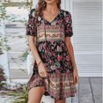thumbnail image 4 of Qiopertar Robes en Dentelle Imprimée Florale à Manches Courtes pour Femmes en Solde à Moins de 5$ en Solde, 4 of 9