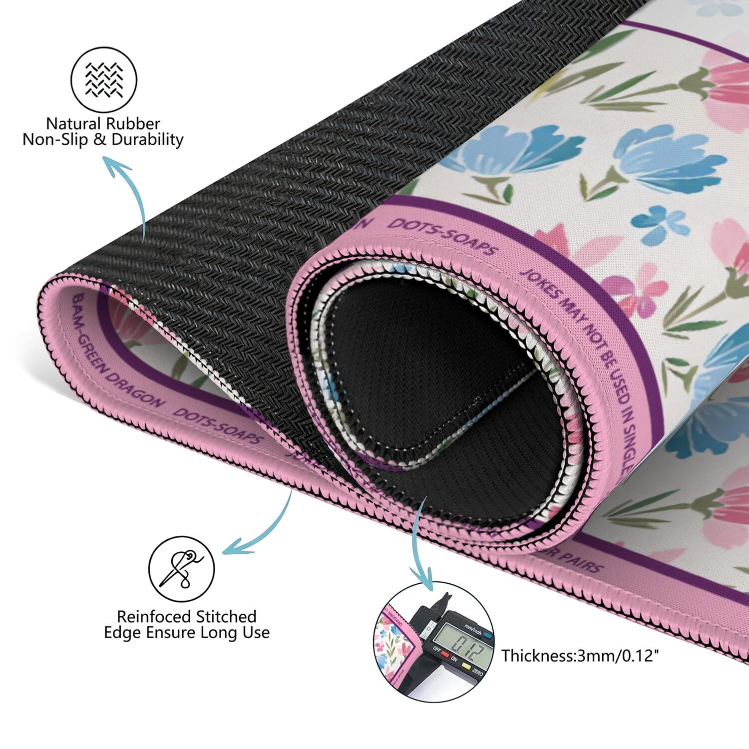 Floral Mahjong Mat with Rules, 31.5*31.5in Anti Slip American Mahjong Mat for Table, Noise Reduction, Neoprene Mah jongg Mats with Carrying Bag & 3 Dices, Mahjong Set Gift, Board Tile Games Mats