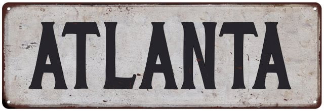 ATLANTA Vintage Look Rustic Metal City State Sign 8 x 24 Matte Finish ...
