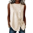 thumbnail image 3 of Wiyuqeen Linen Tank Tops for Women Summer Tie Front Casual Sleeveless Gauze Shirts Loose Fit Camisole Camiseta Sin Mangas S-2XL, 3 of 8