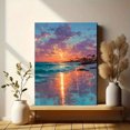 thumbnail image 6 of Vibrant Sun Shoreline Canvas Print, Beach Sunset Reflection Landscape, Multi-Room Holiday Gift Wall Decor, 6 of 8