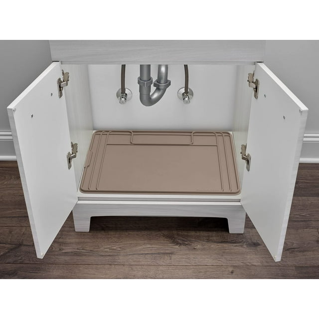 WeatherTech SinkMat Waterproof Under The Sink Bathroom Vanity Mat, 28 by 19, Tan
