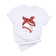 thumbnail image 5 of EQWLJWE Hauts d'Été pour Femmes Hauts pour Femmes Liquidation Mode Féminine Été Col Rond Loisirs Manches Courtes Imprimé Baseball, 5 of 5