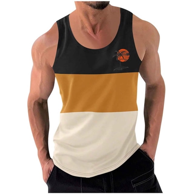 Gilet Sans Manches Décontracté pour Hommes en Polyester Imprimé Chandail Col Rond 1 Pce