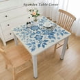 thumbnail image 2 of BANET Rectangle Blue and Green Floral/Flower Printed Tablecloth Polyester Washable Table Cover Indoor Outdoor Spillproof Tablecloth White, 2 of 7