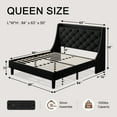 thumbnail image 3 of Virans Queen Bed Frame with 16" Deluxe Wingback & Charging Station, Upholstered Platform Bed with Button Tufted Storage Headboard,Black, 3 of 8
