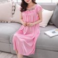 thumbnail image 4 of HomeGardon,Nightgowns for Women Women's Sleepwear,Summer Lace Short Sleeve Plus Ice Silk Mid-length Nightdress,L-XXL, 4 of 5