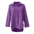 thumbnail image 4 of Women Blouse Shirts Long Sleeve Crew Neck Shirt Solid Print Purple Xxl, 4 of 6