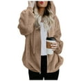 thumbnail image 5 of 2025 Clearance! Womens Clearance asdoklhq Womens Plus Size Tops Clearance, Womens Warm Faux Coat Jacket Winter Zipper Solid Long Sleeve Outerwear, 5 of 8