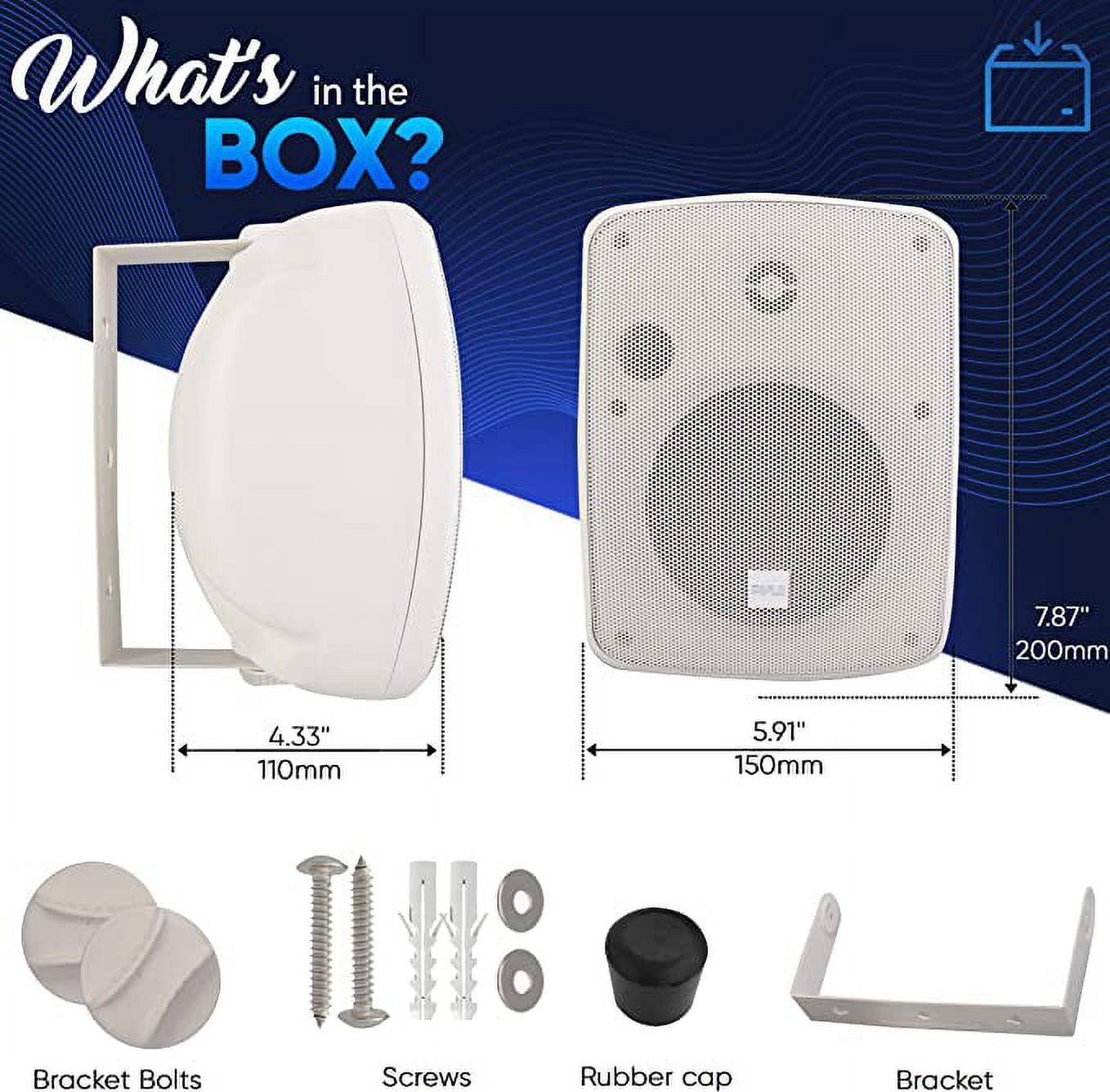 Pyle Outdoor Patio Speaker - 3.5" 2-Way Weatherproof Wall/Ceiling Mounted Dual Speaker (White)