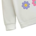 thumbnail image 3 of Girls 2-Piece Set White Floral Hoodie & Flare Jeans, 70s Retro Matching Outfit with Heart Patches for Kids to 8 Years,Size 6-7 T, 3 of 8