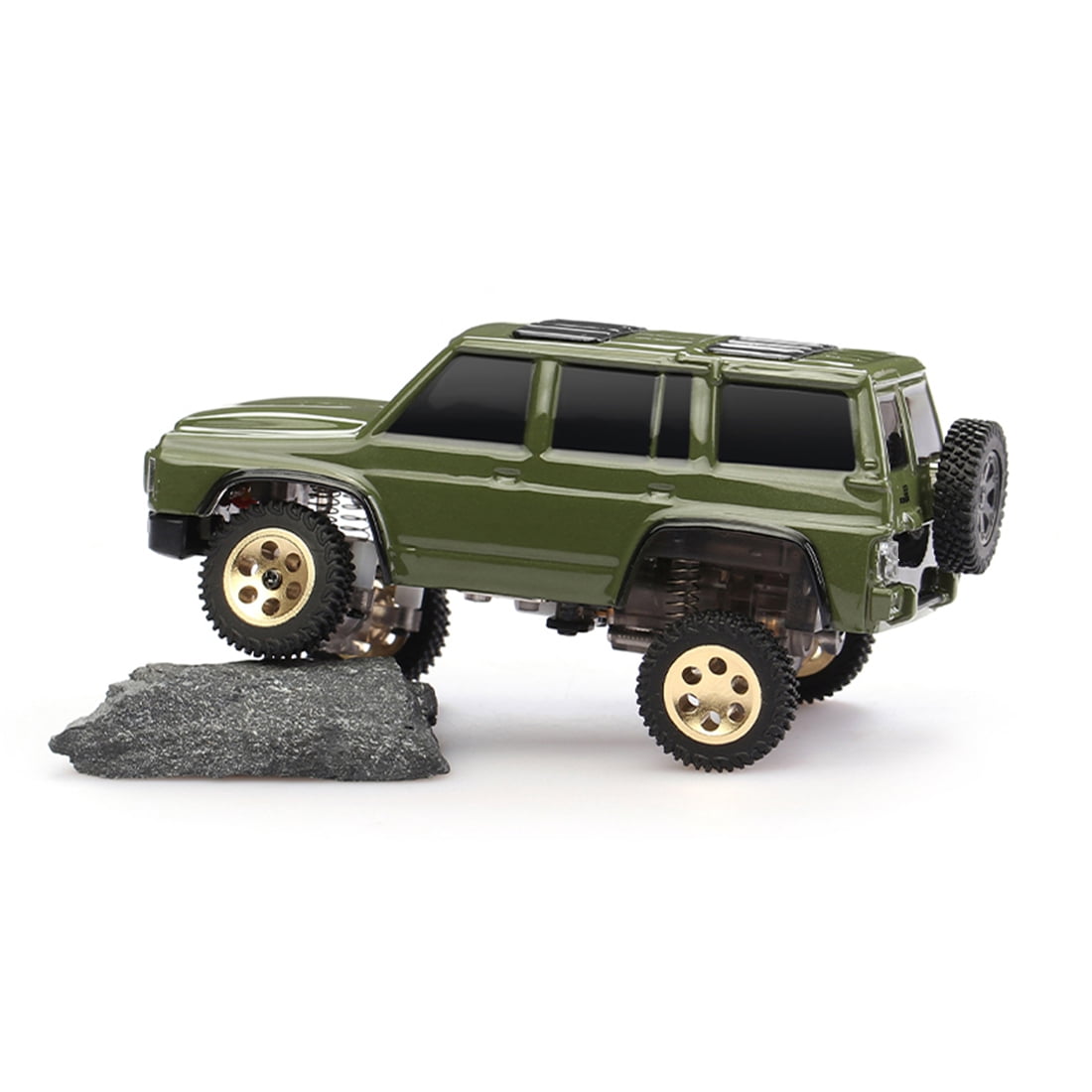 1/64 Scale Mini RC Crawler 4WD 2.4G Full Proportional Remote Control Off Road Climbing Vehicle With LED Lights Desktop Rock Crawler Model For Adults Hobbyists (RTR /Bright camouflage)