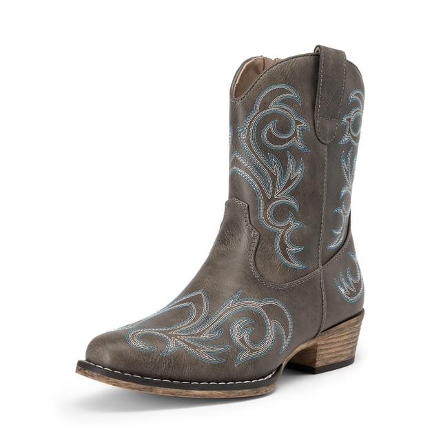 Bota DREAM PAIRS DWUMAB2511 Marrón Bordada con Tacón de 4 cm al Tobillo