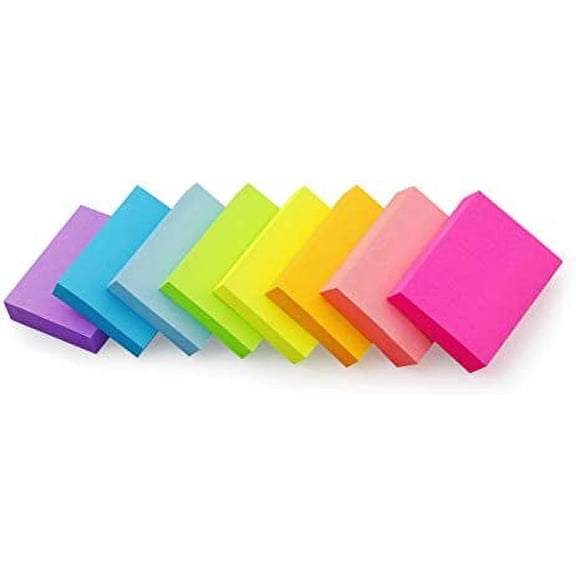 Sticky Notes 1.5x2 inch Bright Colors Self-Stick Pads 8 Pads/Pack 100 Sheets/Pad Total 800 Sheets
