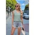 thumbnail image 5 of Women Summer Tank Top Eyelet Embroidery 2025 Vacation Sleeveless V Neck Loose Fit Shirt Spring Fashion Casual Clothes Dark Green XL, 5 of 9