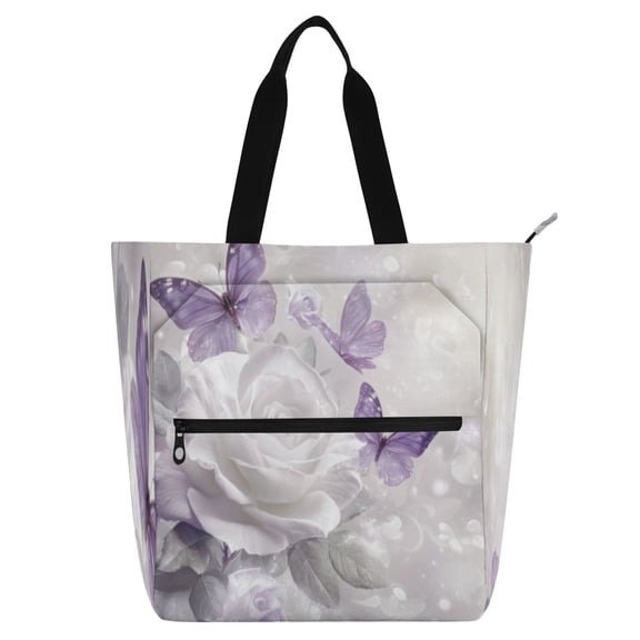 BZSMCE Book Tote Bag Casual Style Creatively Lavender Dream Printed