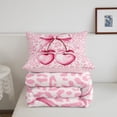 thumbnail image 5 of Pink Cherry Bowknot Comforter Set Full Size,Leopard Cheetah Animal Bedding Set,Women Room Decor,Cherry Bow Tie ish Down Comforter,Dreamy Unique Duvet Insert,2 Pillowcases, 5 of 7