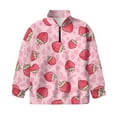 thumbnail image 4 of Uourmeti Strawberry Cow Print Girls Autumn Sweatshirt Half Zip Pullover Long Sleeve Lightweight Comfy Casual Loose Fall Top for School Daily Wear Size 13-14, 4 of 7
