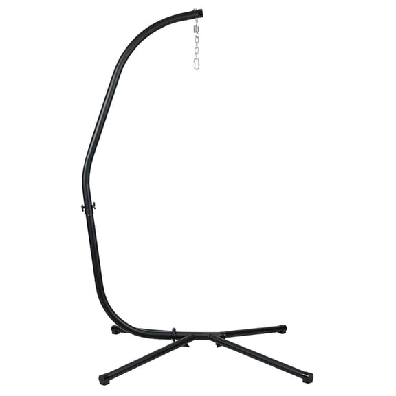 Hammock Chair Stand Only, Heavy Duty Steel C-Stand with Spring Hook, Max Load 300lbs, for Indoor, Outdoor, Black