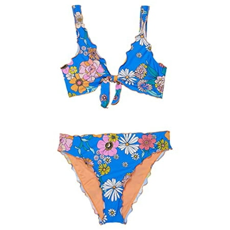 Hobie Girls Bralette Top and Hipster Bottom Swimsuit Set, Sea Blue ...