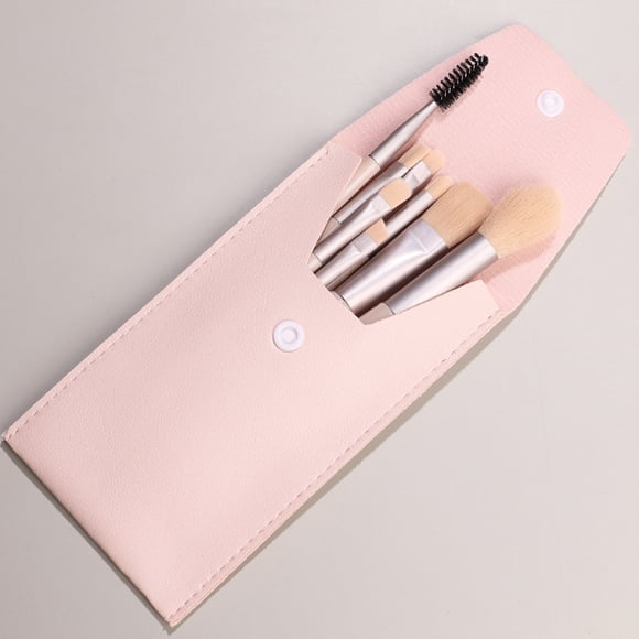 Nvzi Juego de 8 brochas de maquillaje, para base, polvos, correctores, sombras de ojos, rubor, brochas de maquillaje de color rosa claro con bolsa de almacenamiento de color rosa claro