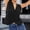 Black, variant on DuoJiaJ Womens V Neck Sweater Vest, Sleeveless Button Down Loose Tops Black L
