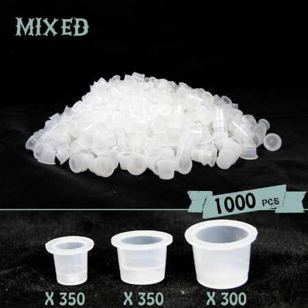 Tattoo Ink Caps Small Medium and Large Mixed Sizes Durable Clear 1000