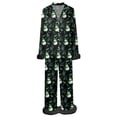 thumbnail image 5 of FASHOFT Womens Christmas Pajamas Set Feather Trim Snowman Graphic Long Sleeve Button Up Sleepwear Soft 2 Piece Xmas Holiday Loungewear L, 5 of 5