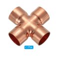thumbnail image 3 of Uxcell Copper Cross Pipe Fitting 4 Way Welding Copper End Feed Equal Connector for Plumbing 7/8"(22.3mm) 1pcs, 3 of 5