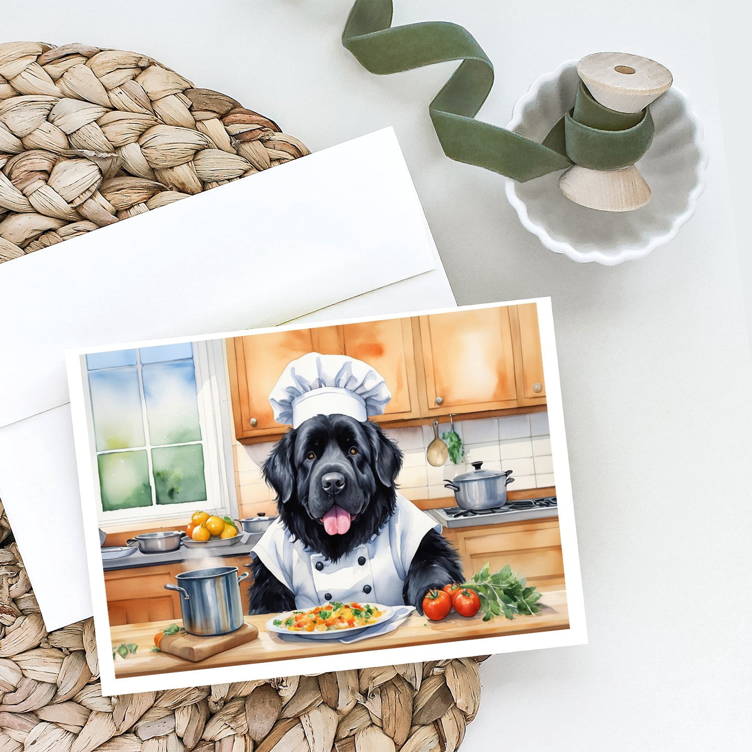Newfoundland The Chef Greeting Cards Pack of 8 7 in x 5 in