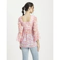 thumbnail image 3 of Moomaya Women Printed Smocked Square Neck Top, Bell Sleeves Ruffled Long Top, 3 of 9
