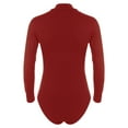 thumbnail image 4 of Lejafay Mens Mock Neck Long Sleeve Bodysuit Button Crotch Undershirt Leotard Jumpsuit Rompers Red L, 4 of 6