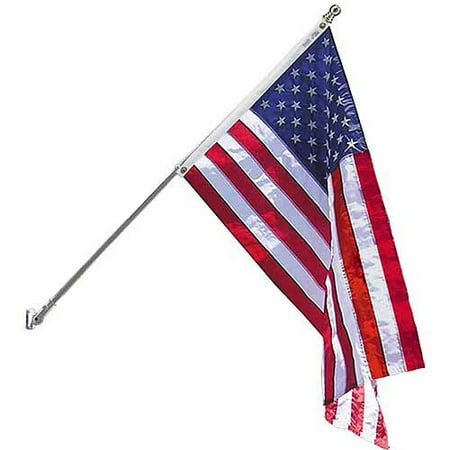 Estate Flag Set with 6' 2-Section 360-Degree White Spinning Pole and American Flag, 3' x 5', Nylon SolarGuard Nyl-Glo, Model# 238