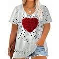 thumbnail image 2 of Women's Plus Size Tops Valentine's Day Short-Sleeve Shirt Love Heart Print T-Shirt V Neck Loose Fit Tees Cute Summer Tops for Women, 2 of 5