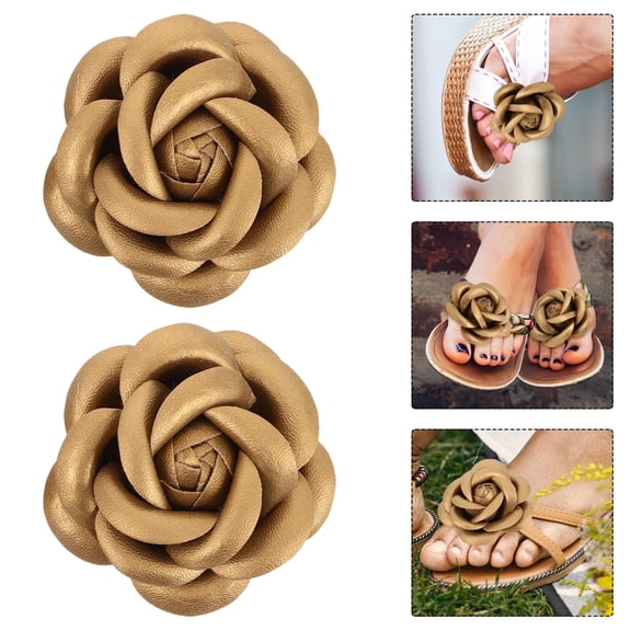 OUNONA 2-Pack Handmade PU Flower Shoe Clips for High Heels, Stylish and Comfortable Shoe Accessories for Women
